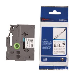 brother original hse 221 black on white laminated heat shrink tubing label tape pc camp moose jaw