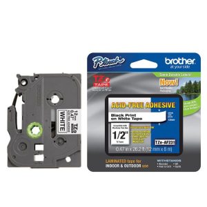 brother original tze af231 black on white acid free adhesive laminated label tape pc camp moose jaw