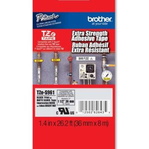 brother original tze s961 black on matte silver extra stength laminated label tape pc camp moose jaw